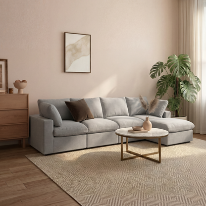 CloudComfort™ Modular Washable Classic Sofa - 4 Seater Chaise