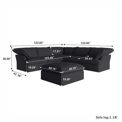 Modular Luxe 5-Seater Corner Sectional + Ottoman